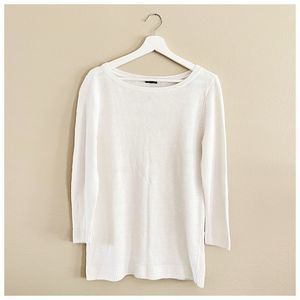 Talbots White Textured 100% Linen Crew Neck Sweater L
